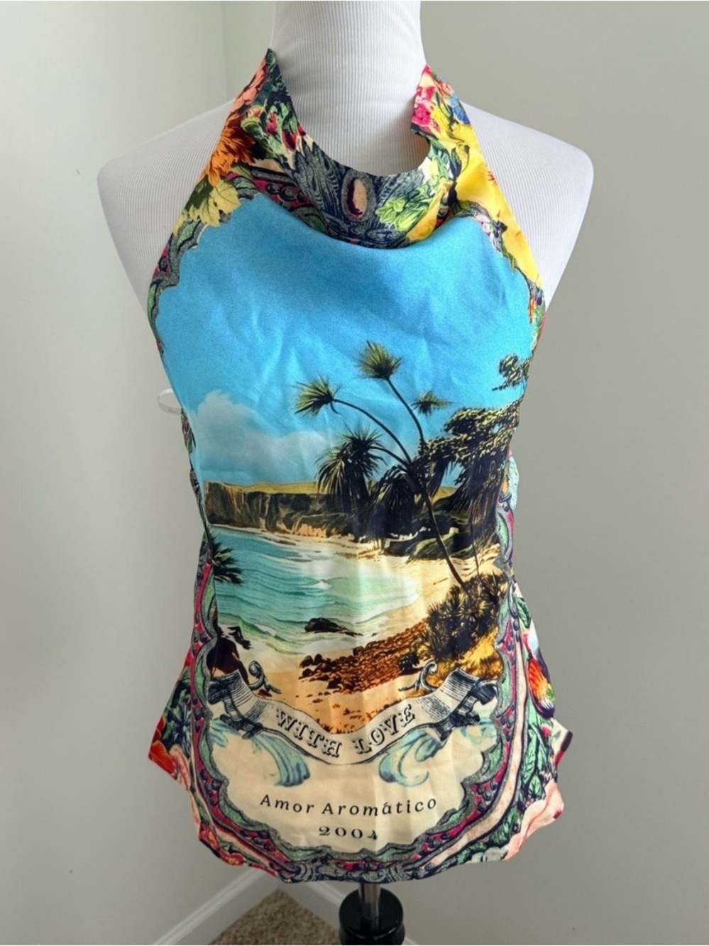 Camilla Blue Multi Halter Beach Print Top